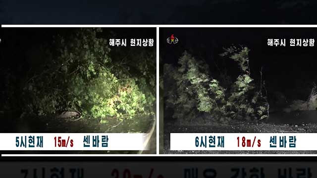 조선중앙TV 태풍 특보 방송