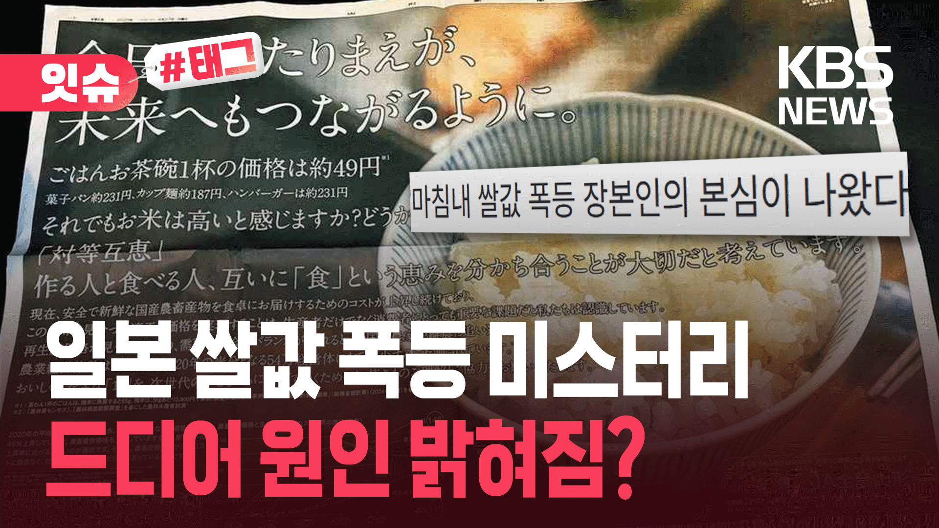 “밥 한 공기 49엔, 햄버거보다 싸”…일본 쌀값 폭등 이것 때문? 기사 이미지