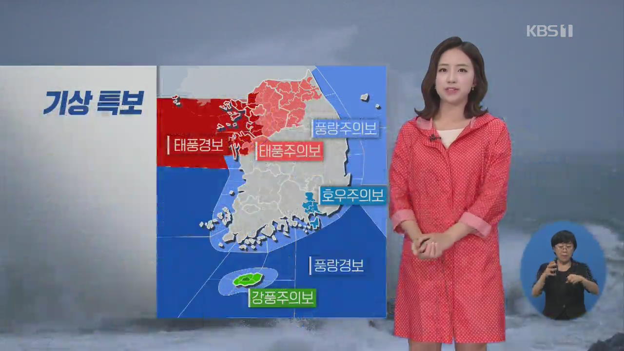 [날씨] 태풍 ‘바비’ 황해도 옹진반도 부근 상륙